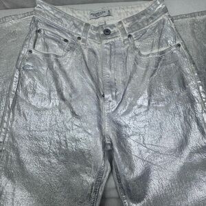 Abercrombie & Fitch metallic silver Jeans